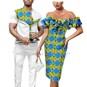 Short Sleeve Shirt and Pant and Print Off Shoulder Dress