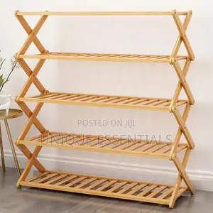 Foldable Wooden Bamboo Collapsible Shoe Rack 6layers