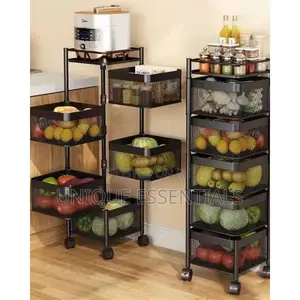 Panache 5 Tiers Rotating Trolley Storage -Multipurpose Kitchen Shelf