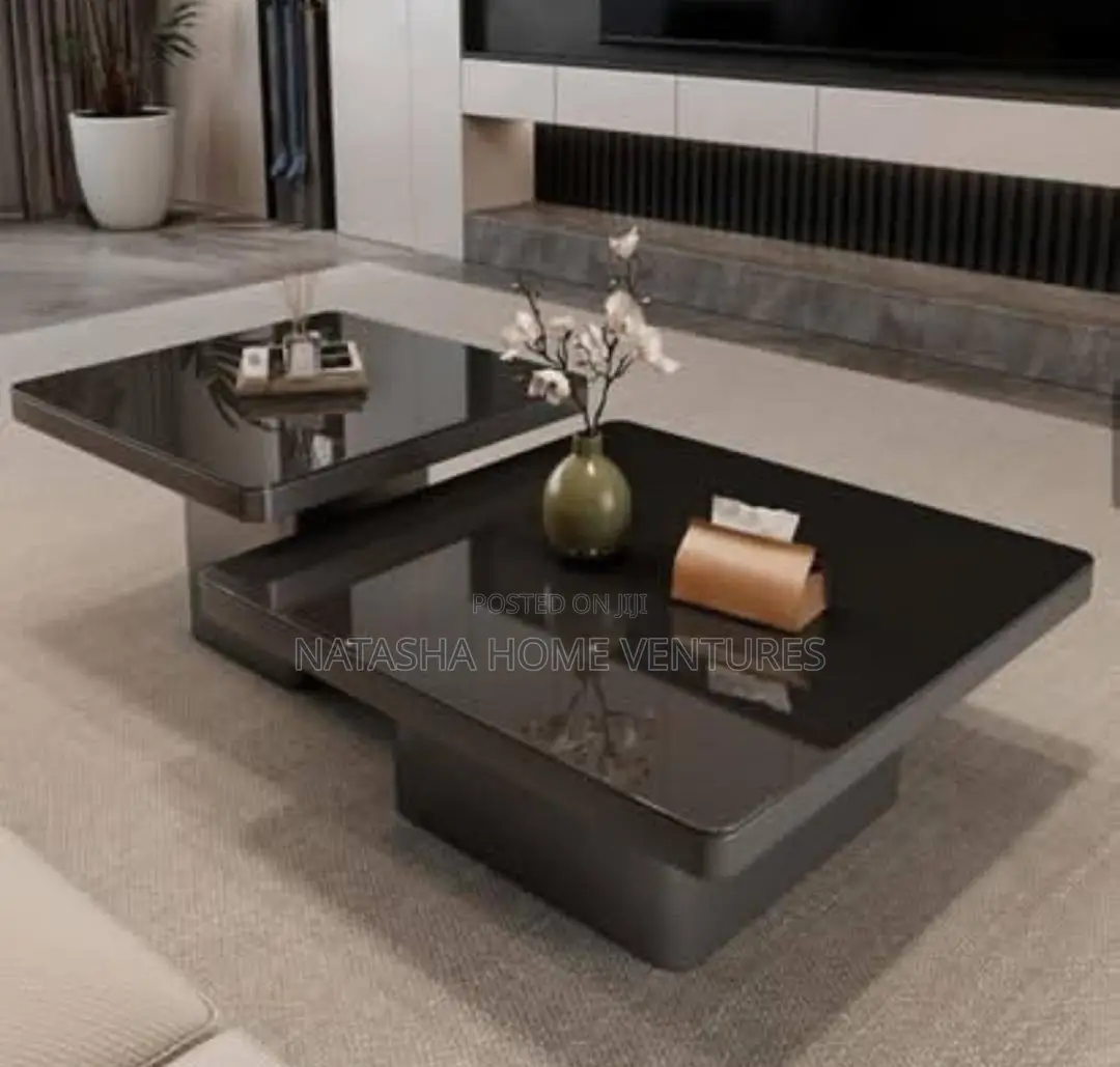 Dark Two-Tier Offset Rectangular Coffee Table