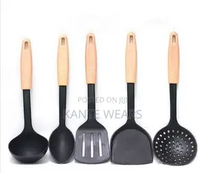 Wood Colour Handle Nonstick Spoon Set