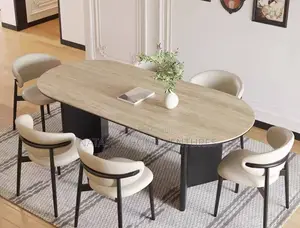 Oval Wood-Finish Dining Set (6-Seater)