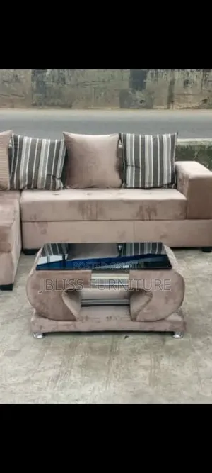 Standard L-Shape Cushion With Glass Top Center Table