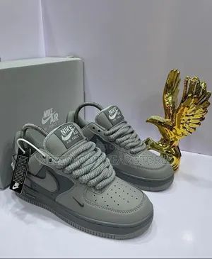 Best Quality Nike Airforce1 Swoosh Grey Chunky Sneakers.