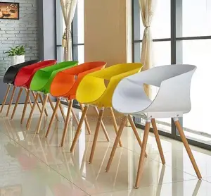 Colourful Eames-Style Shell Chairs With Wood Legs