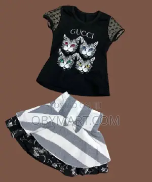 2 in 1 Top and Skirt Turkey Girls Set Gucci Cat