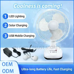 Modern 12 Inch Solar Fans Large Battery High-Quality Usb Oem/Odm Fan