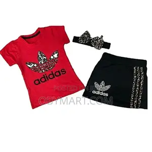 2pcs Girls Top and Skirt With Hair Band – Red Top