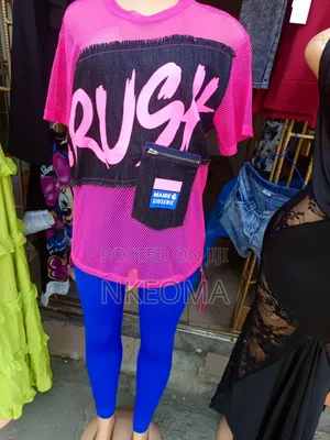 Ladies Two Piece Set (Pink Net Top and Leggings)