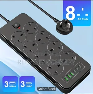 Power Strip 8ports Surge Extension Box With Usb and Type C Ports