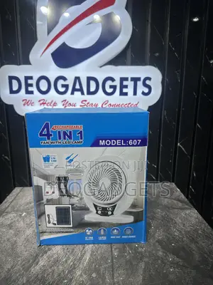 4-in-1 Rechargeable Fan With Led Light and Solar Panel.