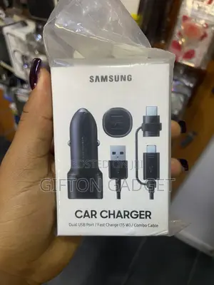Samsung Fast Charge Dual Usb Car Charger With Combo Cable (15w)
