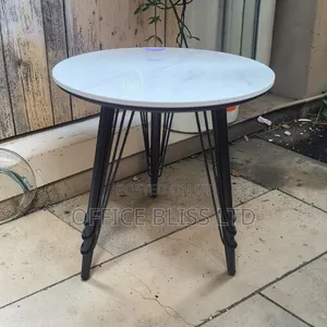 Modern Marble Top Side Stool( 50cm X 50cm) White Top With Design.