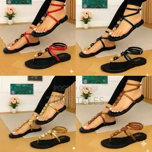 Classy Flowery Flat Sandals # Phe