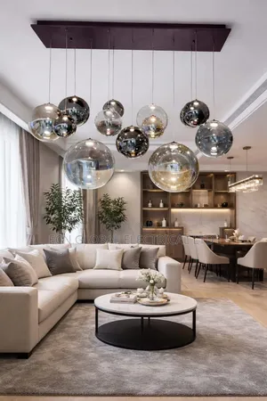 Modern Smoky Gray Bubbled-Shape Glass Chandelier