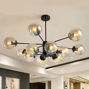 Modern Mid-Century Sputnik Glass Globe Chandelier.