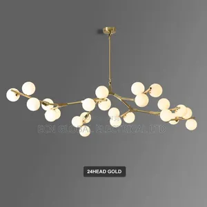 Nordic 24-Head Branching Bubble Glass Chandelier - Gold