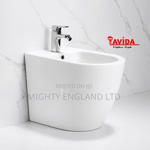 Wall-Mounted Bidet With a Design in Glossy White Ceramic