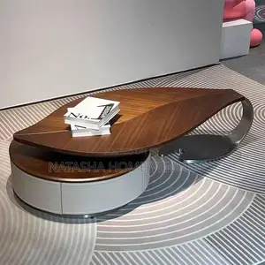 Oval Rotating Coffee Table With Storage