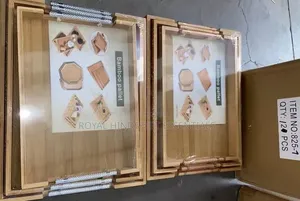 High Quality 3in1 Wooden Tray Set With Metal Handles