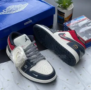 Original Air Jordan 1 Low Blue and White Red Accents