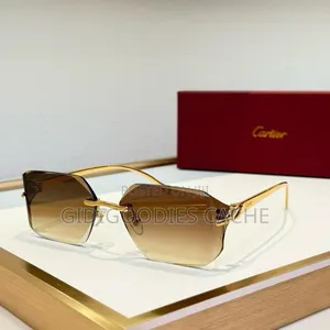 Cartier Rimless Hexagon Gold Frame Sunglasses