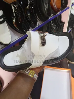 Original Hermes White Pam Slippers