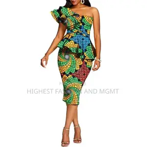One Shoulder Off Print Dress