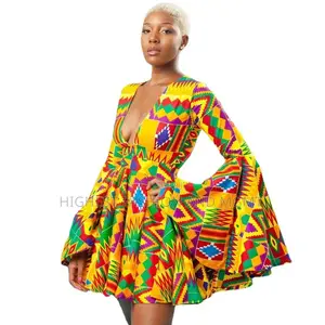 Short Flare Sleeve Print Dress