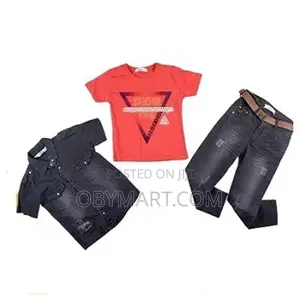 3 Pieces Boys Jeans Top and Down With Inner Top