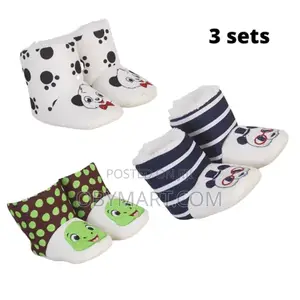 3 Set Multicolor Kids Booties Socks- For Boys