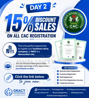 15% Discount Sales on All Cac Registration