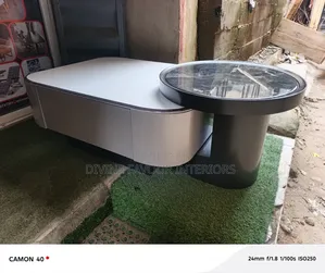 Modern 2-Tier Marble Top Table Set With Drawer