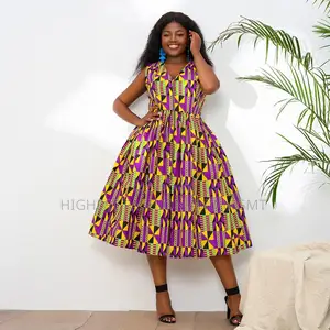 Sleeveless Gathered Kente Dress