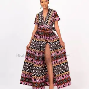 Off Shoulder Slit Ankara Dress
