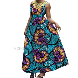 Sleeveless Stamping Print Floor Length Dress