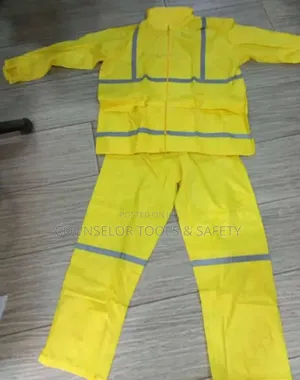 Yellow Polyester Rain Coat Up And Down