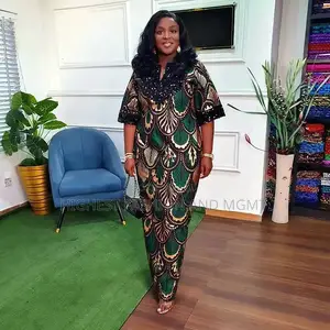 Marocain Sequin Design Print Boubou Dress