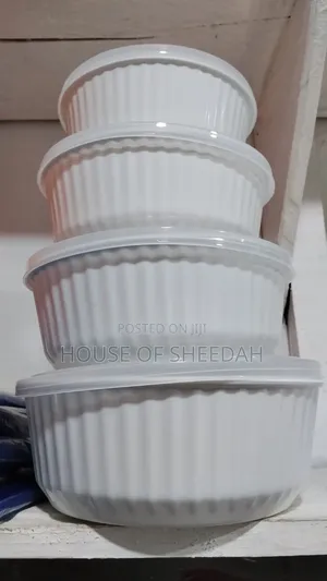 4 -Piece Fluted Bowl Nesting Set With Plastic Storage Lids.