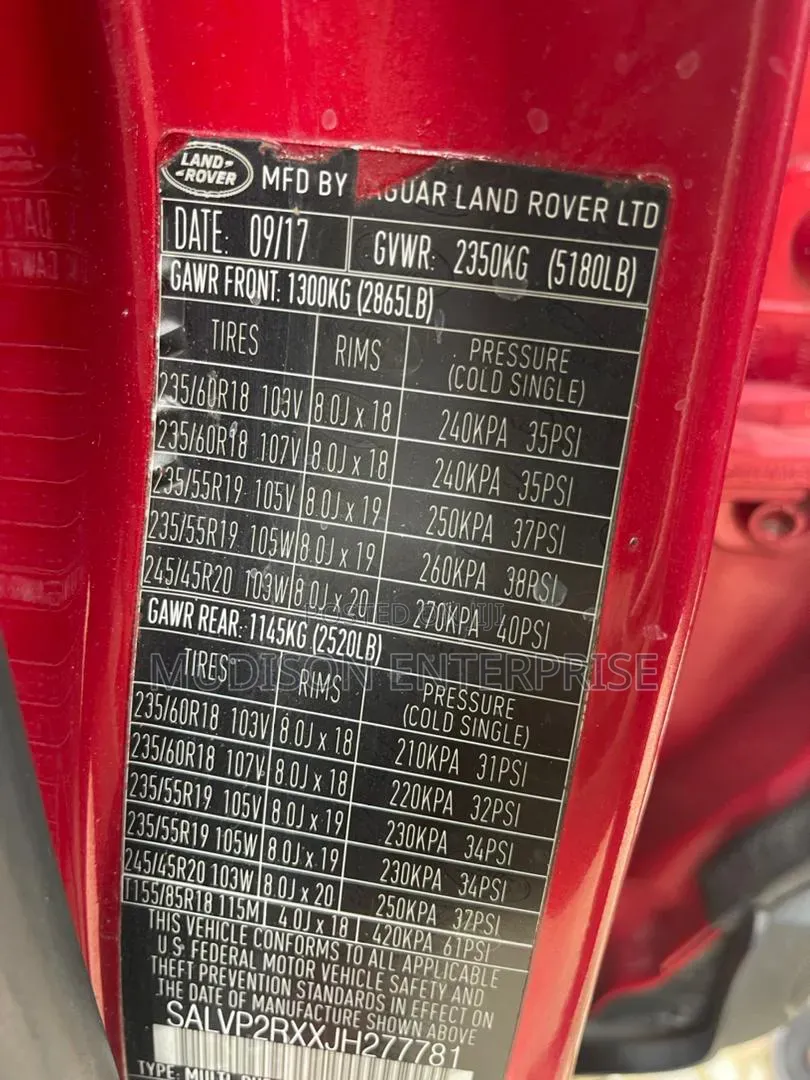 Land Rover Range Rover Evoque 2018 Red