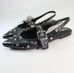 No Boundaries Women's Studded Slingback Flat Shoes