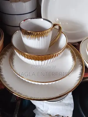 16 Pieces White and Gold Dinner Set(Breakable)