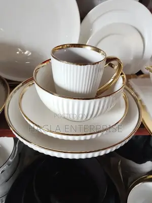 16 Pieces White and Gold Dinner Set(Breakable)