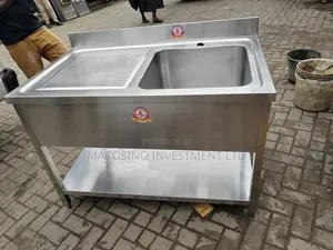 Commercial Stainless Steel Sink With Basin and Integrated Drainboard