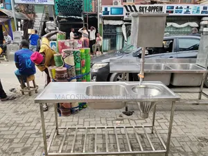 Stainless Industrial Kitchen Sink Table With Basin and Washing Station