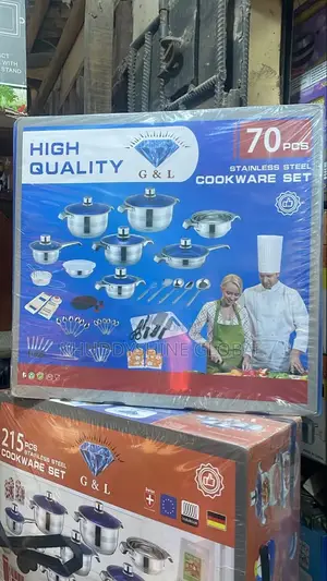 G L 70-Piece Stainless Steel Cookware Set Contains