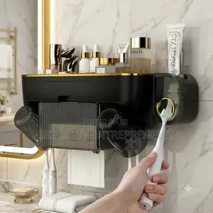 Wall-Mounted Toothbrush Holder With a Built-in Toothpaste Dispenser