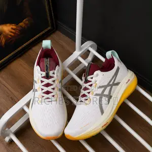 Asics Gel-Nimbus 27 Running White Mesh Upper With Maroon Accents,Yel