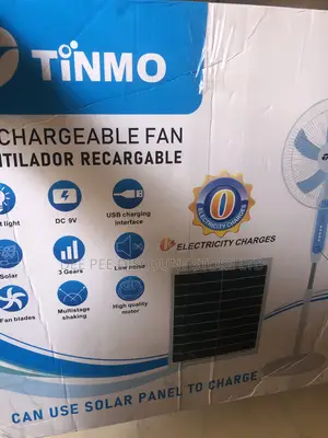 Tinmo 20” Rechargable Standing Fan + Solar Panel (Tm-73)