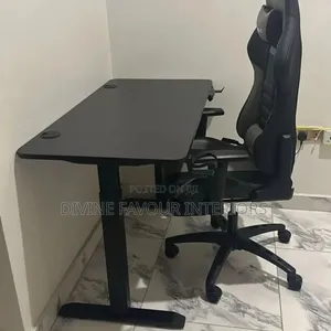 Electric Adjustable Desk With Office Chair - Black
